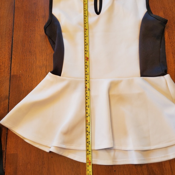 Bisou Bisou Peplum Black and White Top - Picture 6 of 7